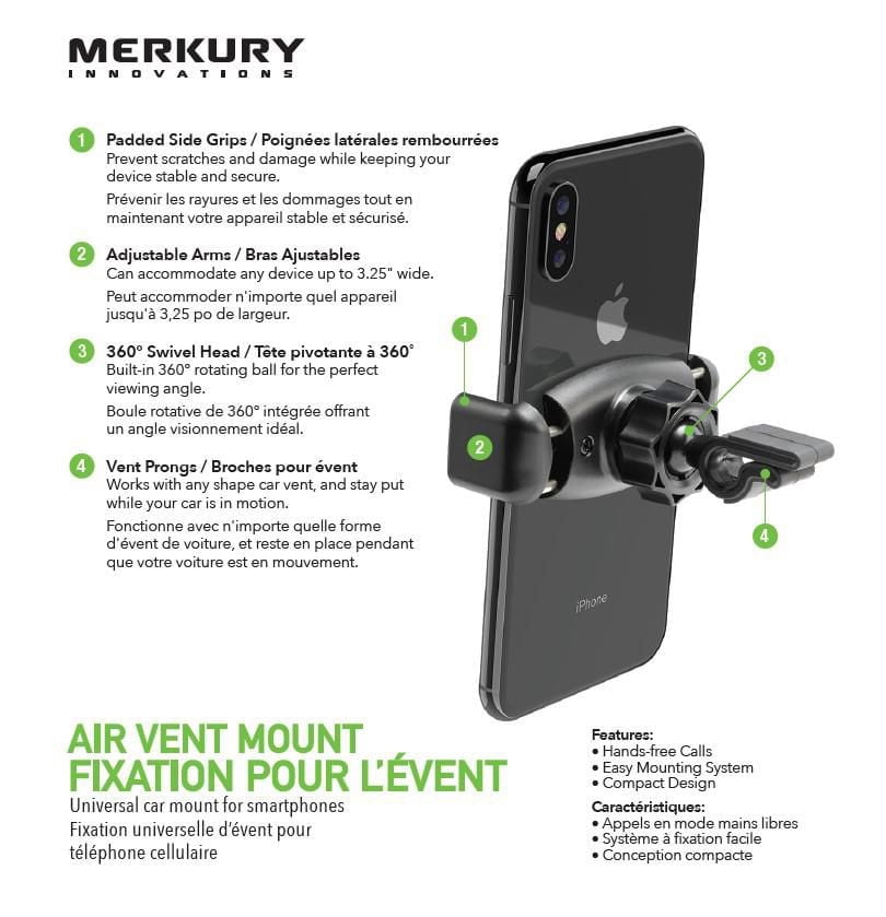 Merkury Innovations Air Vent Mount Universal Car Mount for Smartphones