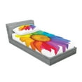 thumbnail image 2 of Ambesonne Colorful Fitted Sheet & Pillow Sham Set, Hippie Daisy Spring, Twin, Multicolor, 2 of 2
