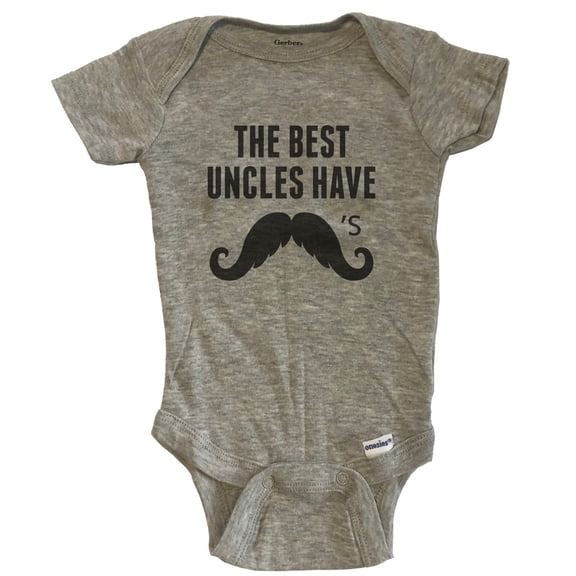 The Best Uncles Have Mustaches Niece Nephew Baby Bodysuit - Grey