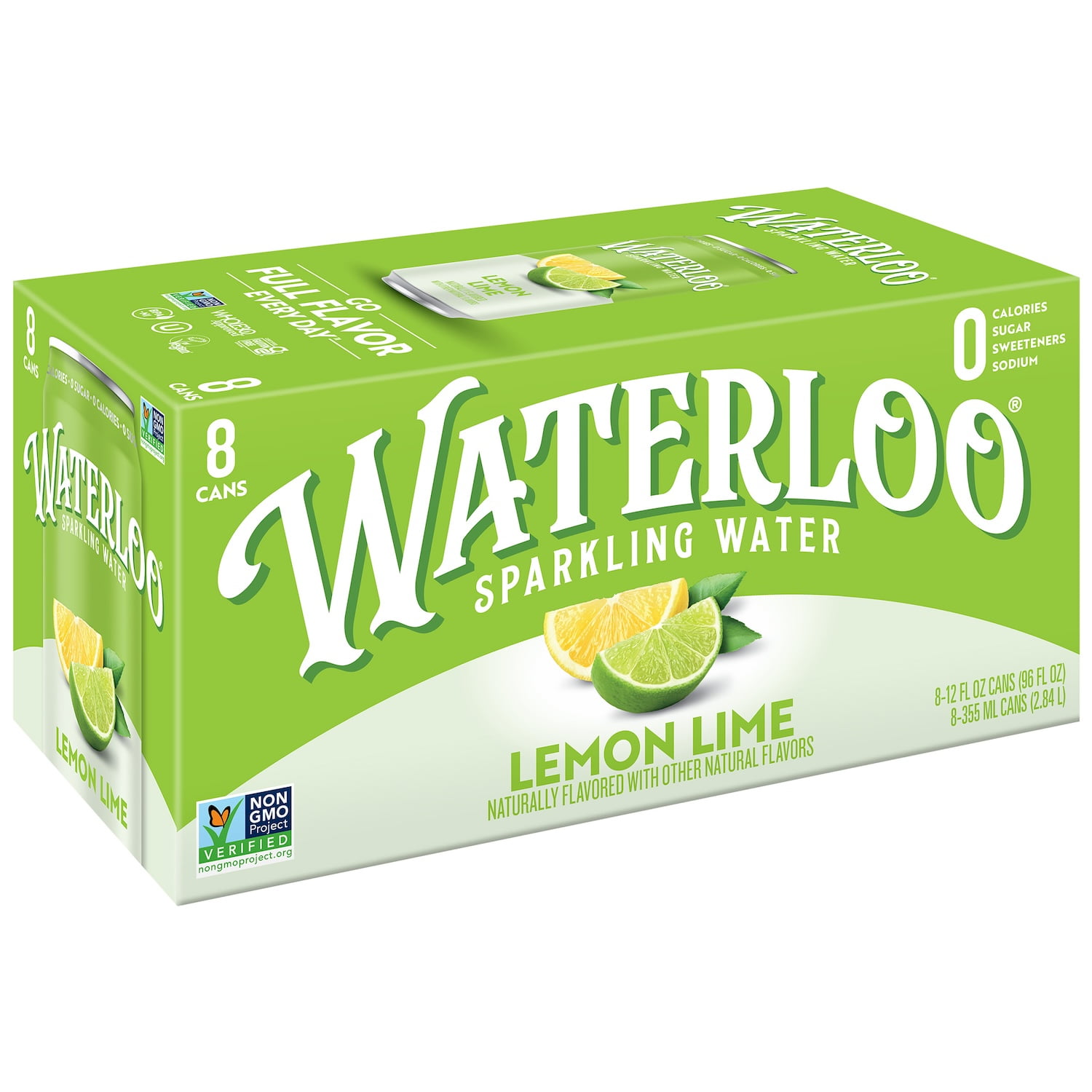 Waterloo Sparkling Water, Lemon-Lime, 12 fl oz, 8 pack cans