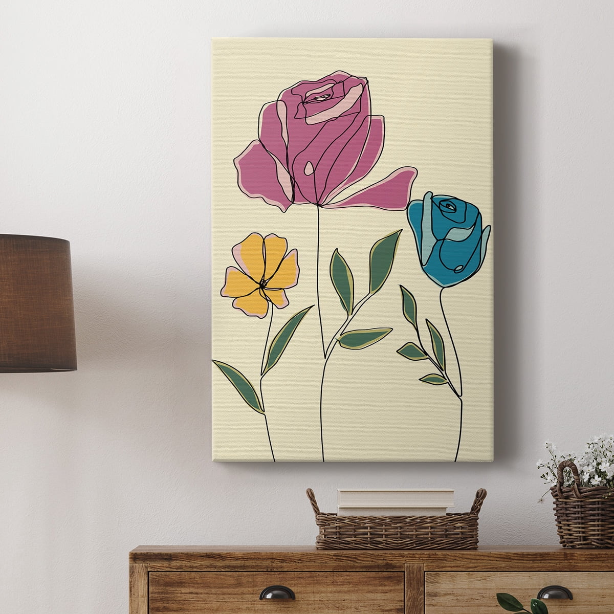 Colored Floral II Premium Gallery Wrapped Canvas - Ready to Hang