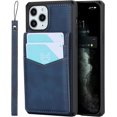 thumbnail image 6 of for iPhone 11 Pro Max Wallet Case with RFID Blocking Card Holder,PU Leather Magnetic Buttons Portrait Stand with 7 Card Slots Flip Wrist Strap Shockproof Case for iPhone 11 Pro Max 6.5",Blue, 6 of 15