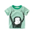 thumbnail image 2 of Toddler Boys T-Shirts Summer Short Sleeved Cartoon Monkey Print Round Neck Stripe T-Shirt Kid Boys Outdoor Active Play Comfortable T-Shirts，2 -3 Years, 2 of 6