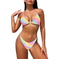 thumbnail image 5 of WTXUE Ensemble de Maillot de Bain Bikini Taille Haute Maillot de Bain Deux Pièces Imprimé Triangle Col Bikini Maillot de Bain Mince Ensembles (Femmes) Taille g, 5 of 5