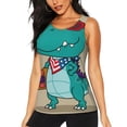 thumbnail image 1 of Balery Cool Dino Playing Skateboard Camiseta sin mangas estampada ligera para mujer, tops de entrenamiento sin mangas, camisetas de yoga transpirables de secado rápido.-Small, 1 of 7