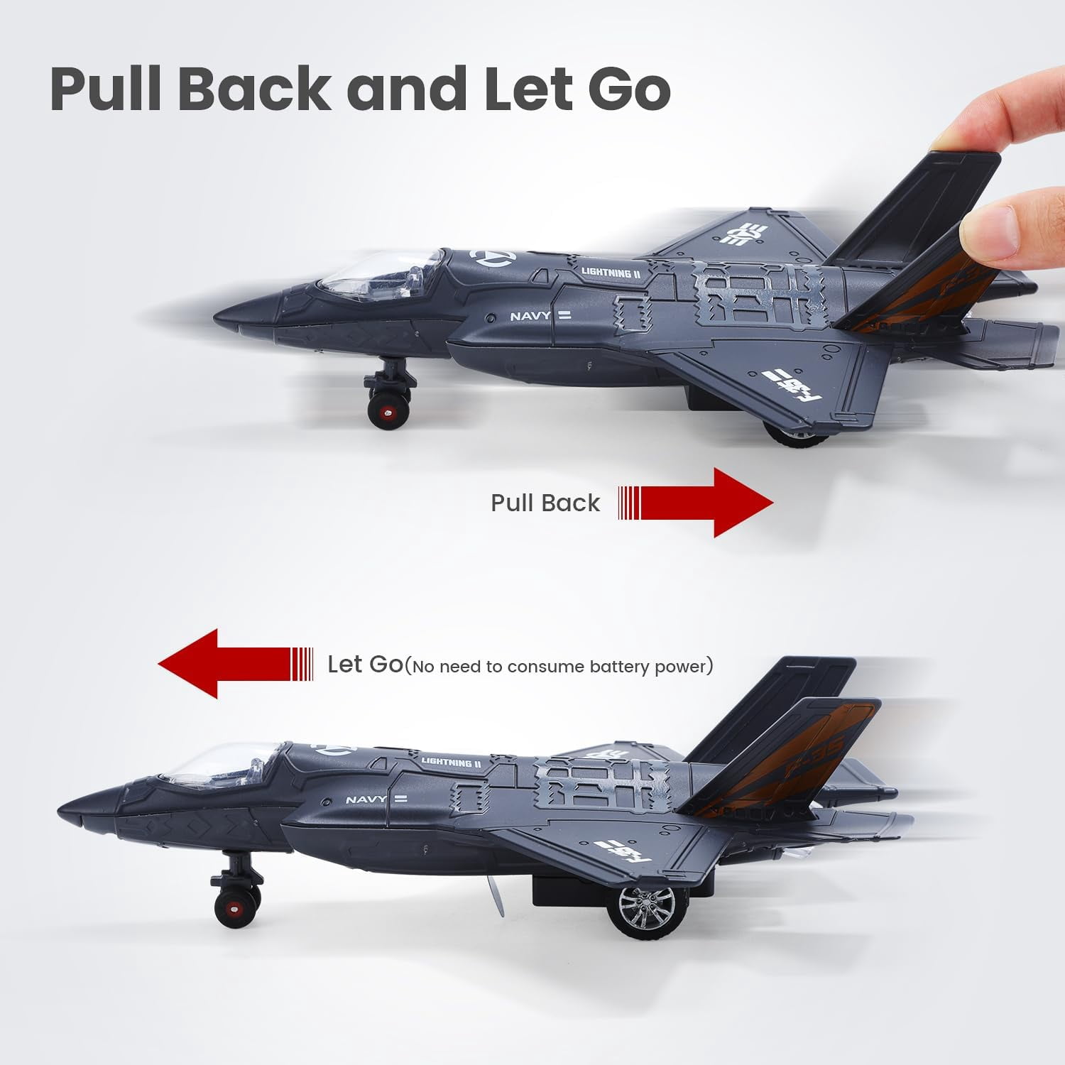 Top-kevin 2PCS Metal Fighter Army Toy Airplane Model with Sound and Light, Pull Back Alloy Plane Military Toy Diecast Jet Toy For Birthday Gift for Toddler Boys and Girls