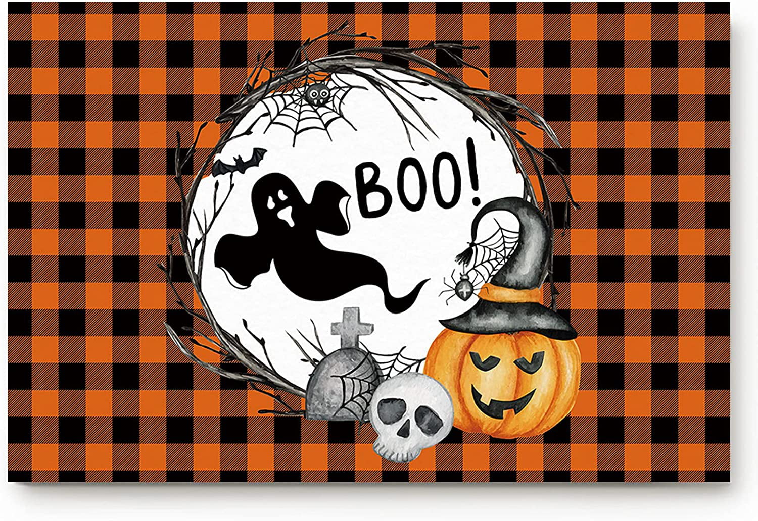 Details about   Halloween Pumpkin Spooky Skulls Black White Waterproof Fabric Shower Curtain Set 