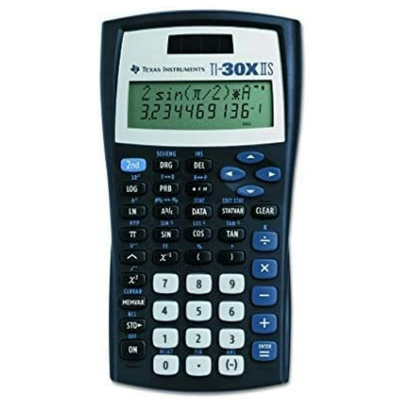 Texas Instruments TI-30X IIS 2-Line Scientific Calculator, Black with Blue Accents