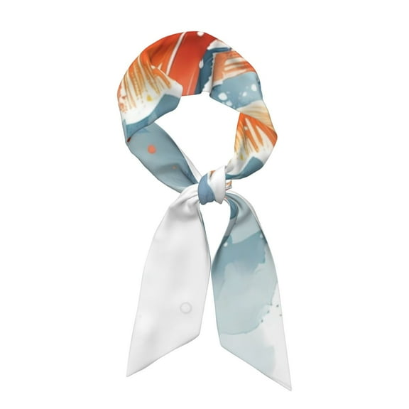 Xecao Three Goldfish Watercolor Splash Pattern Large Satin Head Scarf - Satin Hair Scarves Silk Bandana Scarf Headscarf Silk Feeling Scarf for Women