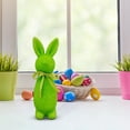 thumbnail image 5 of Easter Flocked Bunny Statue With Bow - High-End Standing Decor For Home Garden & Courtyard, Spring Festive Accent, Perfect Easter Decorations & Year of The Horse Essential, 2.7*9.6in, Green, 5 of 6
