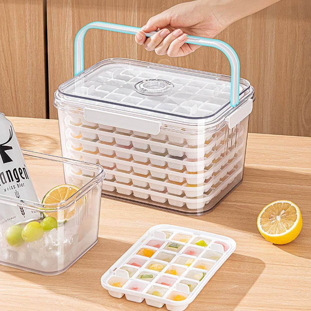 5 or 7 Layer Ice Cube Maker with Storage Bin, Easy-Twist Release for Perfect Cubes, Ideal for Refrigerator Freezers and Entertaining