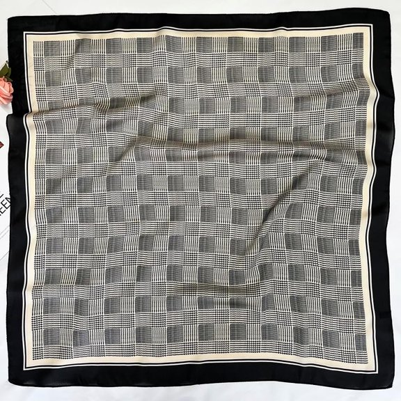 WEIFEI-Silk Feeling Scarf Medium Square Satin Head Scarf for Women 27.5 × 27.5 inches