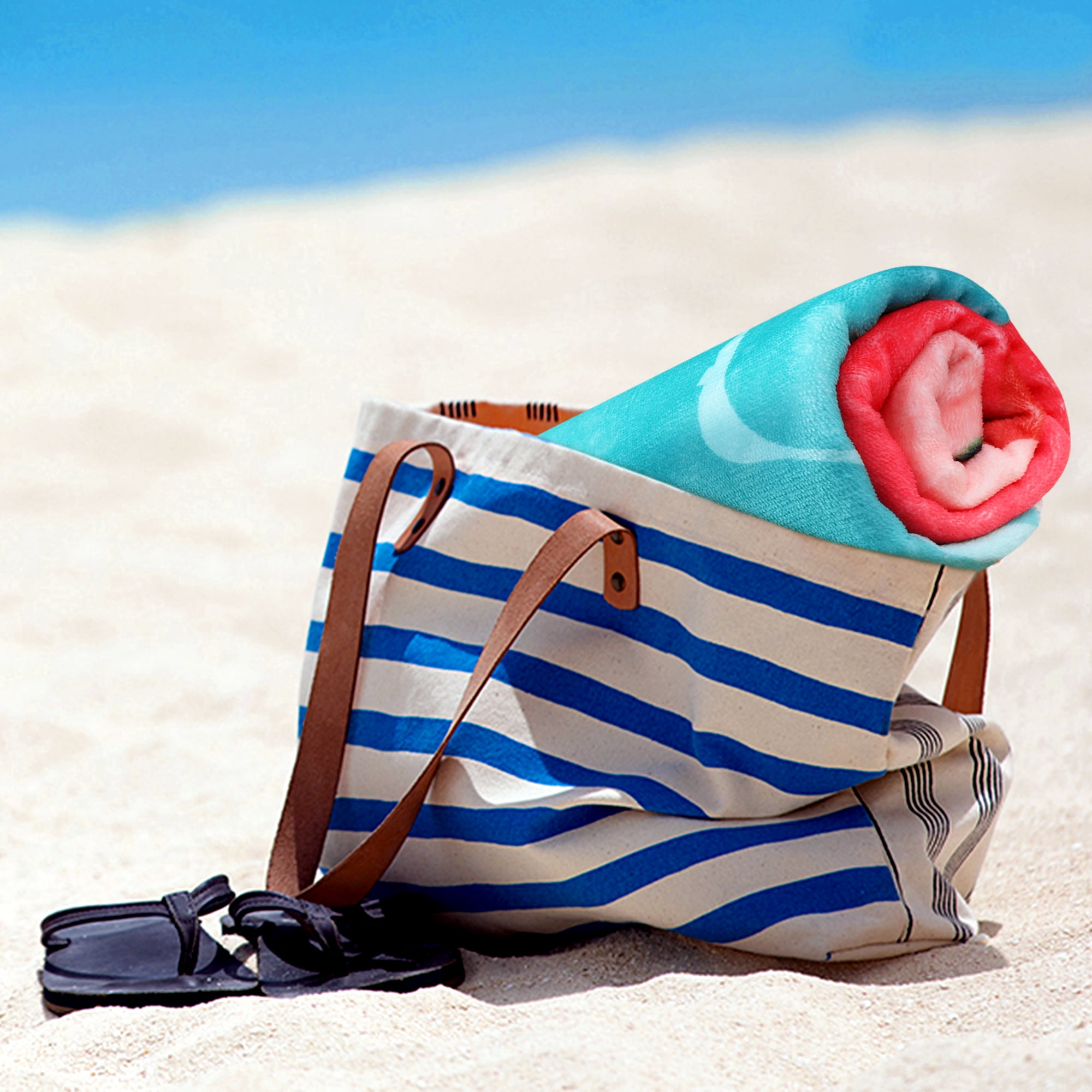 Unique Bargains Oversized Beach Towel Absorbent Quick Dry Thick Pool Towels for Swimming Wave