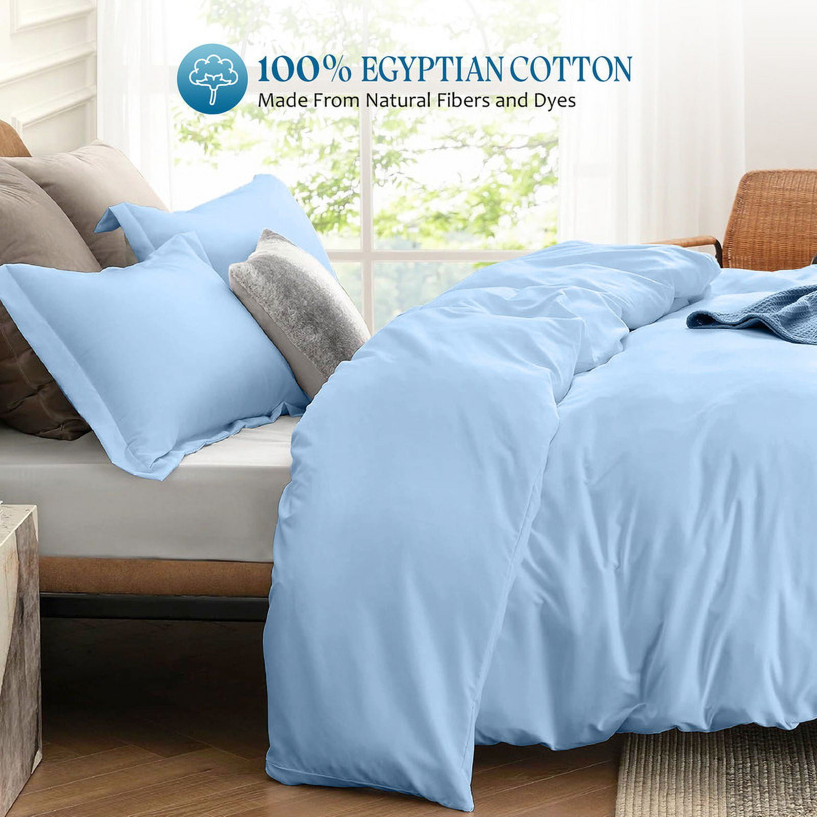 500 Thread Count 100% Egyptian Cotton 1 Piece Duvet Cover with Zipper Closure & Corner Twin/TwinXL 1 Pc Duvet Cover Color Sky Blue Solid