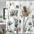 thumbnail image 2 of Grey Floral Shower Curtain, Grey Brown Pink Watercolor Flower with Butterflies Modern Minimalism Bathroom Curtain Home Decor Waterproof Fabric Machine Washable with 12 PCS Hooks,72" Wx84 L, 2 of 6