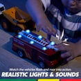 thumbnail image 4 of VROOMIX 3-Pack Emergency Vehicle Toy Set – Friction Powered Garbage Truck, Fire Truck, and Construction Vehicle with Lights and Sounds – Educational Toy Set for Boys, Xmas Ideal Gift for Kids, 4 of 7