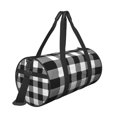 thumbnail image 3 of KLL White And Black Plaid Pattern Duffle Bag For Men Women Sport Gym Fitness Tote Travel Training Workout Basketball Football Weekender, 3 of 8