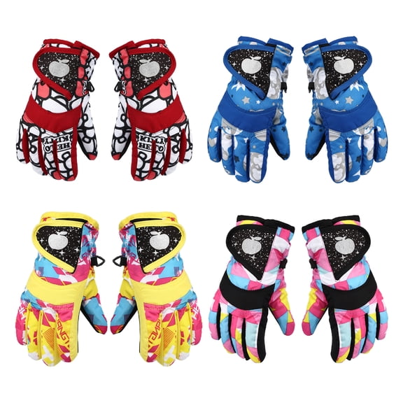 Dengjunhu Kids Winter Ski Gloves Snow Mittens Adjustable Waterproof Windproof Warm Gloves Thicken Cold Weather Gloves for Boys and Girls Outdoor Sports