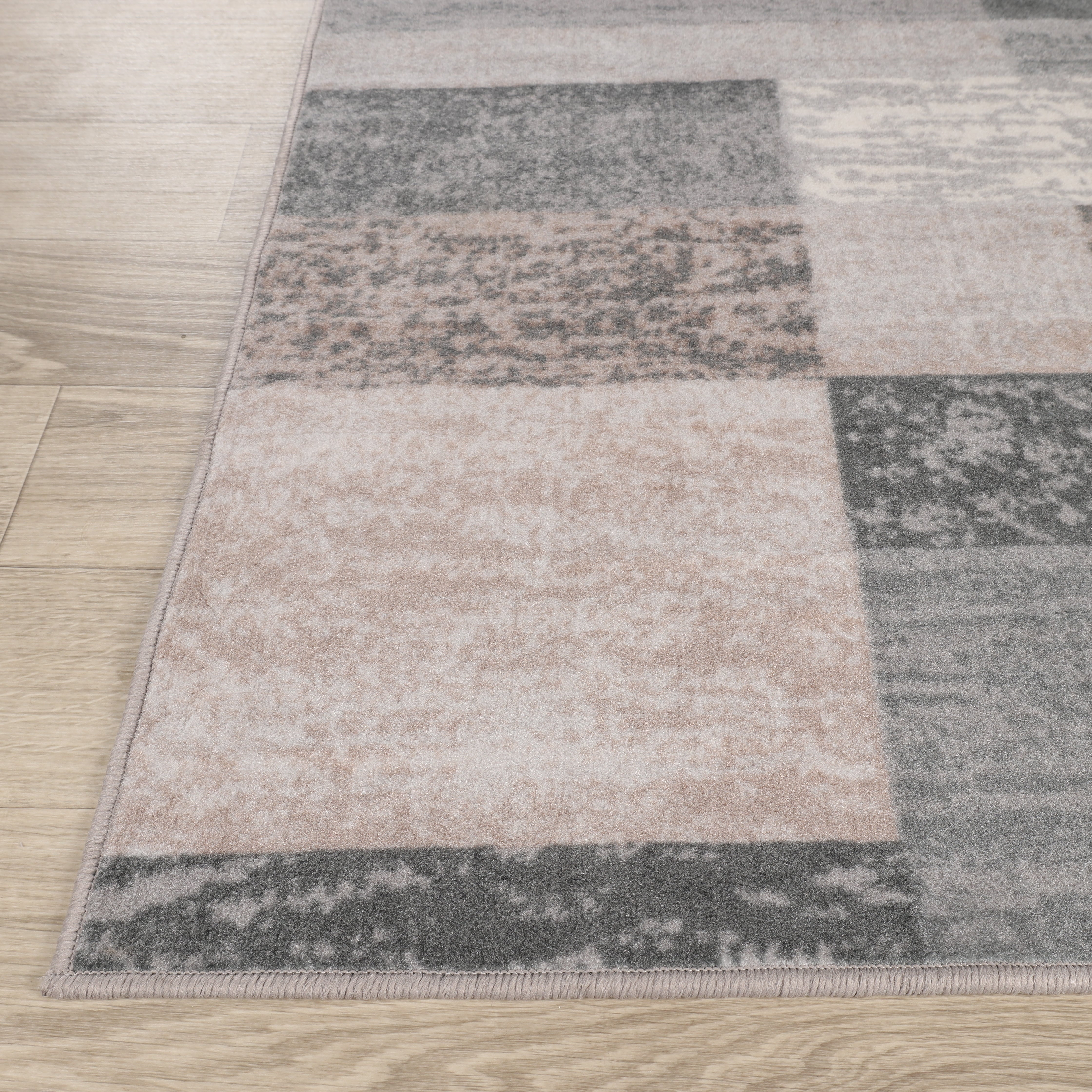 Superior Rockwood Geometric Blocks Washable Indoor Area Rug, 10' x 14', Beige