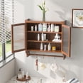 thumbnail image 3 of Wall Cabinets For Bathroom Storage, Kitchen Wall Cabinet With Glass Doors, Towel Rack, Detachable Shelves, 3-Tier Rustic Bathroom Cabinet For Living Room, 3 of 9