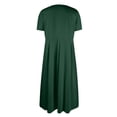 thumbnail image 4 of Delconic Loose Fit Short Sleeve Maxi Dress with Round Neck and Side Pockets for Women Casual Solid Long Dress Summer Style Dark Green L, 4 of 6