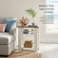 thumbnail image 3 of ZEXVIDA White Narrow Side Table with Oak Top, 3 Tier Modern Farmhouse End Table, Narrow White Nightstand for Bedroom, Nursery, Living Room, Coastal Small Bedside Table with Storage Shelves, 22.8" H, 3 of 10