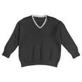 thumbnail image 4 of Bibifish Women Sweaters Elegant Lace Trim Knit Sweaters Long Sleeve V Neck Solid Black Pullover Top Soft Fall Winter Workout Blouses For Ladies, 4 of 4