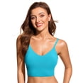 thumbnail image 3 of Top de Bikini CRZ YOGA con Escote en V, Acolchado y Tirantes Ajustables Turquesa Talla L, 3 of 3