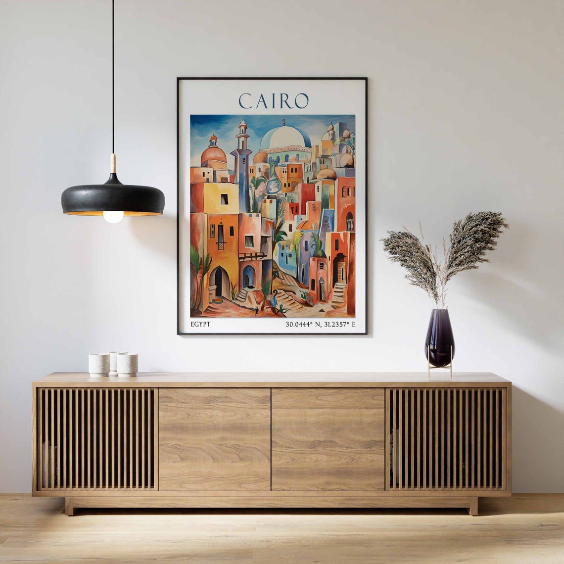 Cairo Egypt Travel Poster With Historic Desert Cityscape Decor