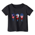 thumbnail image 4 of Little Kid Girl's 4th Of July Patriotic Short Sleeve T Shirt Cute Independence Day Flag Print Tee Comfortable Casual Summer Top For Toddler Kids Girl Clothes 18 Months to 24 3-4 Years Black, 4 of 4