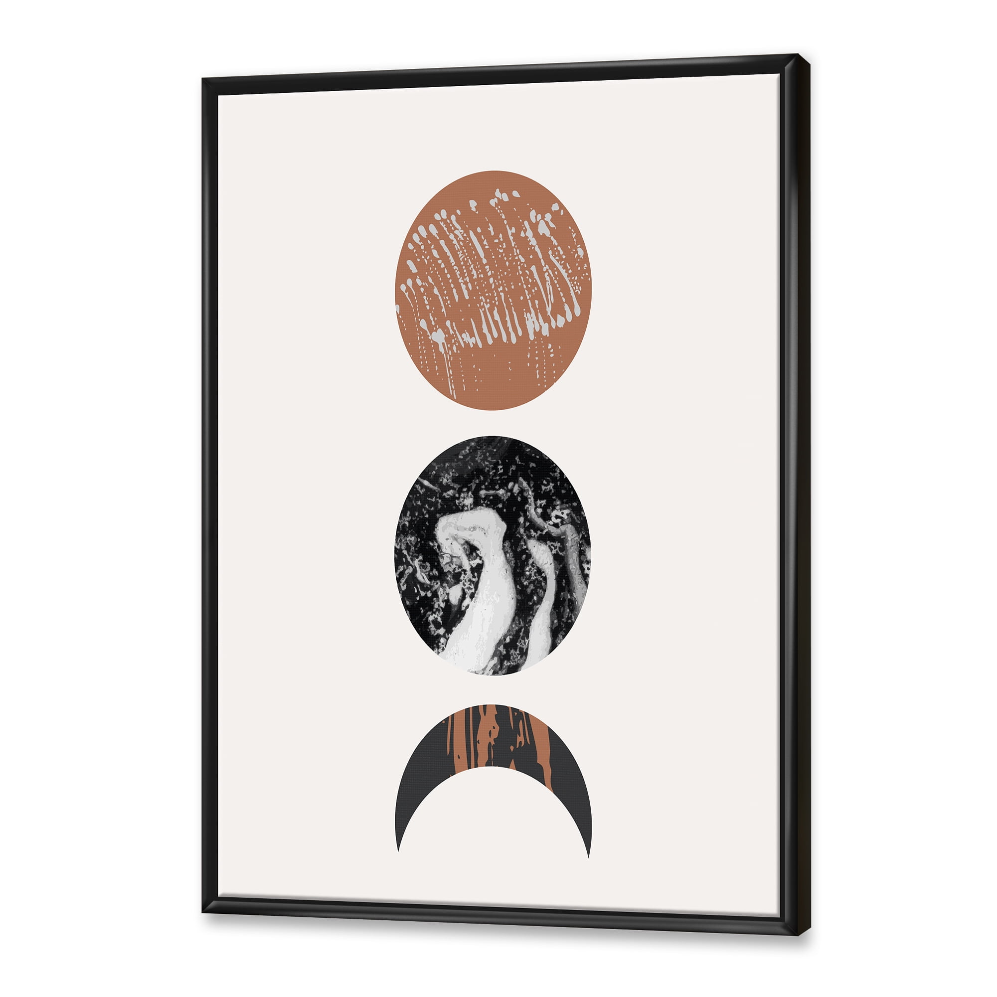 Designart 'Retro Shapes Abstract Moons and Suns' Modern Framed Canvas Wall Art Print