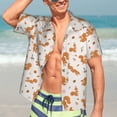 thumbnail image 3 of Wukai Cute Squirrel Fall Men's Hawaiian Shirt Short Sleeve Casual Button Down Summer Beach Aloha Shirt Tropical Print Holiday Party, 3 of 8