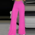 thumbnail image 2 of ZQUUVOU Women's Wide Leg Pants Elastic Waist Solid Color High Waisted Elasticated Trouserhigh Waisted Elasticated Trouser Hot Pink, 2 of 6