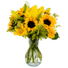 Sunny Day by Arabella Bouquets with Free Elegant, Hand-Blown Glass Vase (Fresh-Cut Flowers, Yellow)