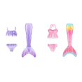 thumbnail image 1 of (2-Pack) Rinsvye Bikini Set Toddler Girls Swimsuit With Tail Skirt Design, 1 of 4