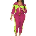 thumbnail image 3 of THDHVS Workout Sets for Women,2 Piece Sets for Women Fall Outfits Sweatsuit Oversized Zip up Sweatshirt Sweatpants Matching Set Tracksuit Hot Pink M, 3 of 7