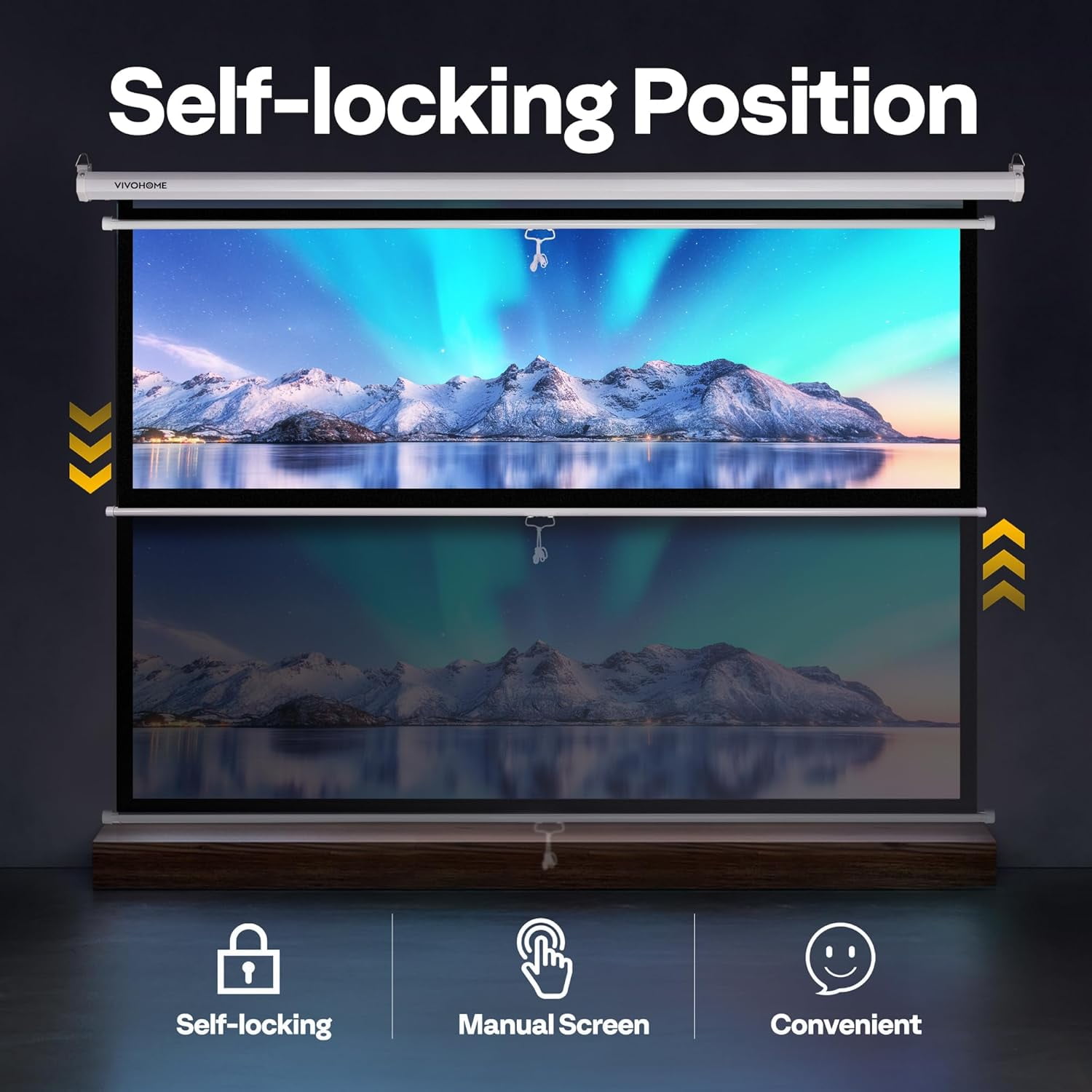 SPECSTAR 100 Inch Manual Pull Down Projector Screen, 16:9 HD Retractable Projector Screens for Movie Home Theater Cinema Office Video Game