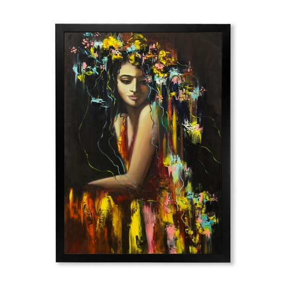 Designart 'Modern Portrait Of A Young Girl' Modern Framed Art Print
