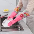 thumbnail image 1 of Guantes de limpieza de cocina para lavar platos, guantes de invierno gruesos para lavar la ropa, guantes de goma impermeables con forro polar alargados para el hogar, 1 of 4