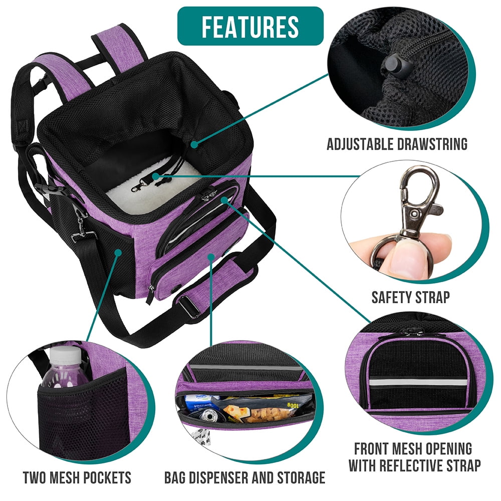PetAmi 4-in-1 Small Backpack Carrier, Purple, 18 lb Limit