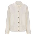 thumbnail image 3 of ClodeEU Womens Bomber Jacket,Button Down Jackets with Pockets,Fall Stand Collar Loose Coat Tops White,Womens Plus XL, 3 of 5