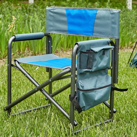 Outside Chairs Padded Folding Outdoor Chair Camp Chair with Storage Pockets, Lightweight Oversized Directors Chair for Indoor, Outdoor Camping, Picnics and Fishing, 1 Pack