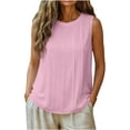 thumbnail image 1 of ZVNAH Camisole à devant Plissé pour Femme, Blouse Décontractée Sans Manches à Col Rond et Coupe Ample, P-2TG, 1 of 6
