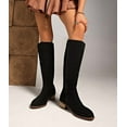 thumbnail image 4 of Knee High Boots Women Flat Rounded Toe Stretchy Boots Side Zipper Dress Tall Boot, 4 of 14
