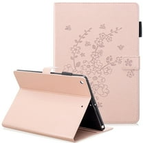 iPad 8th Gen Case 10.2", iPad 7th Generation Case Cover, Allytech PU Leather Blossom Design Smart Cover Auto Sleep Wake Slim Lightweight Shockproof Folio Stand Case for Apple iPad 10.2",Rosegold
