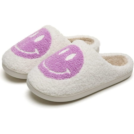 

OSLEI Slippers for women indoor and outdoor men open toe fluffy cute smiley face slippers
