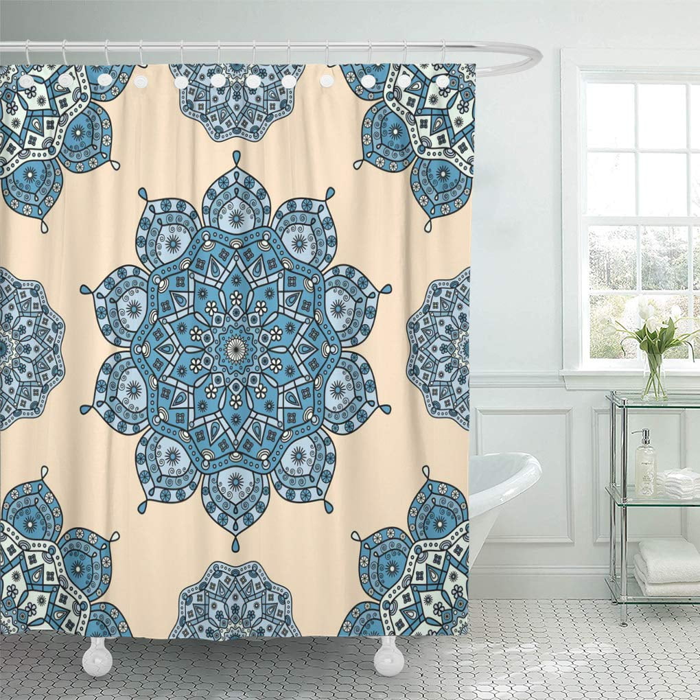 KSADK Teal Aqua Pale Turquoise On Golden Yellow Floral Geometric