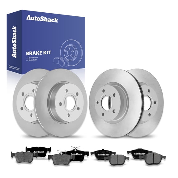 AutoShack Front Vented & Rear Solid Brake Rotors   Premium Ceramic Pads 12-PC Brake Kit Replacement for 2012-2018 Ford Focus