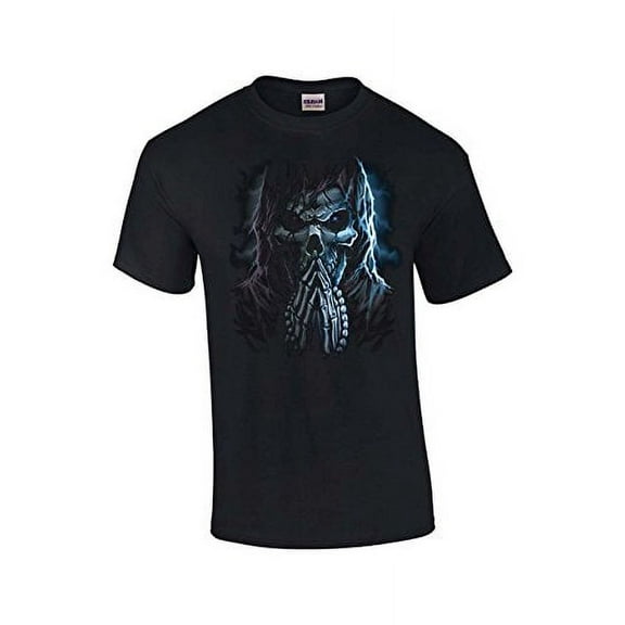 Praying Grim Reaper Adult Short Sleeve T-shirt-Black-4Xl