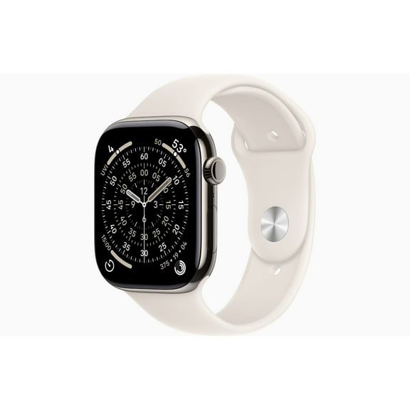 Restored Apple Watch Series 11 GPS + Cellular 42mm Natural Titanium Case with Starlight Sport Band (Refurbished)